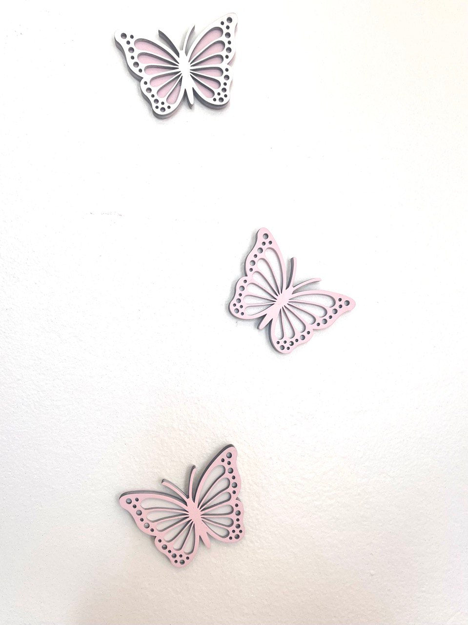 Ensemble de 3 Papillons Muraux en Bois - Décoration 3D Bicolore