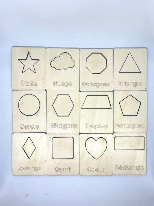 Cartes Sensorielles en Bois - Formes Géométriques